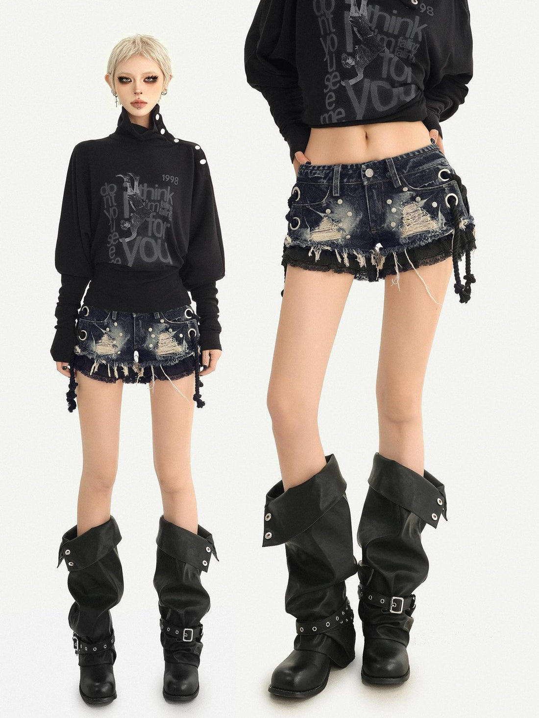 Nico Molly Ripped Patchwork Frayed Low Rise Straight Women&