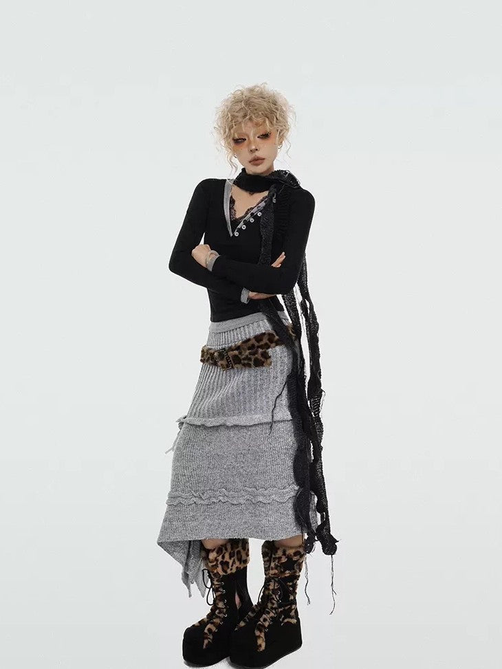 Nico Molly Rose Ribbon Asymmetrical Mid Waist Solid Vintage A Line Women&