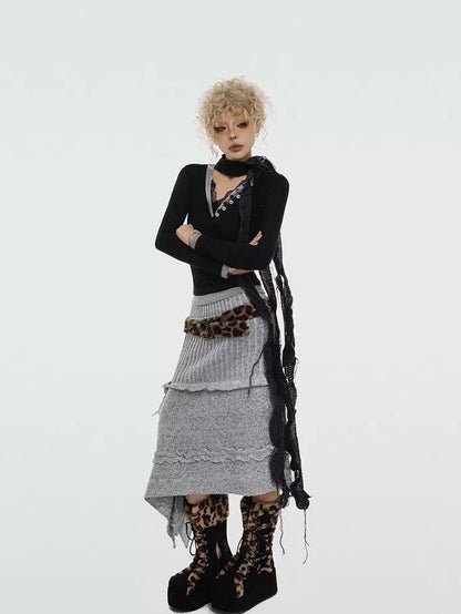 Nico Molly Rose Ribbon Asymmetrical Mid Waist Solid Vintage A Line Women&