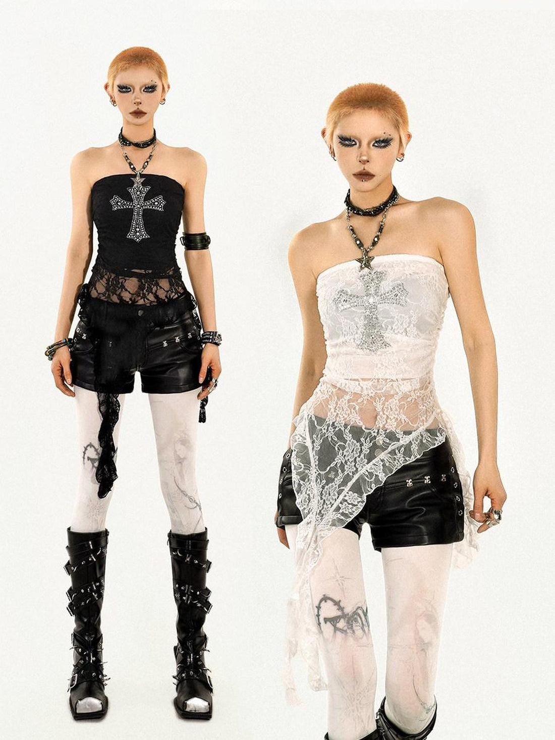 Nico Molly Sexy Black Y2k Fringed Solid Slim Fit Punk Women&