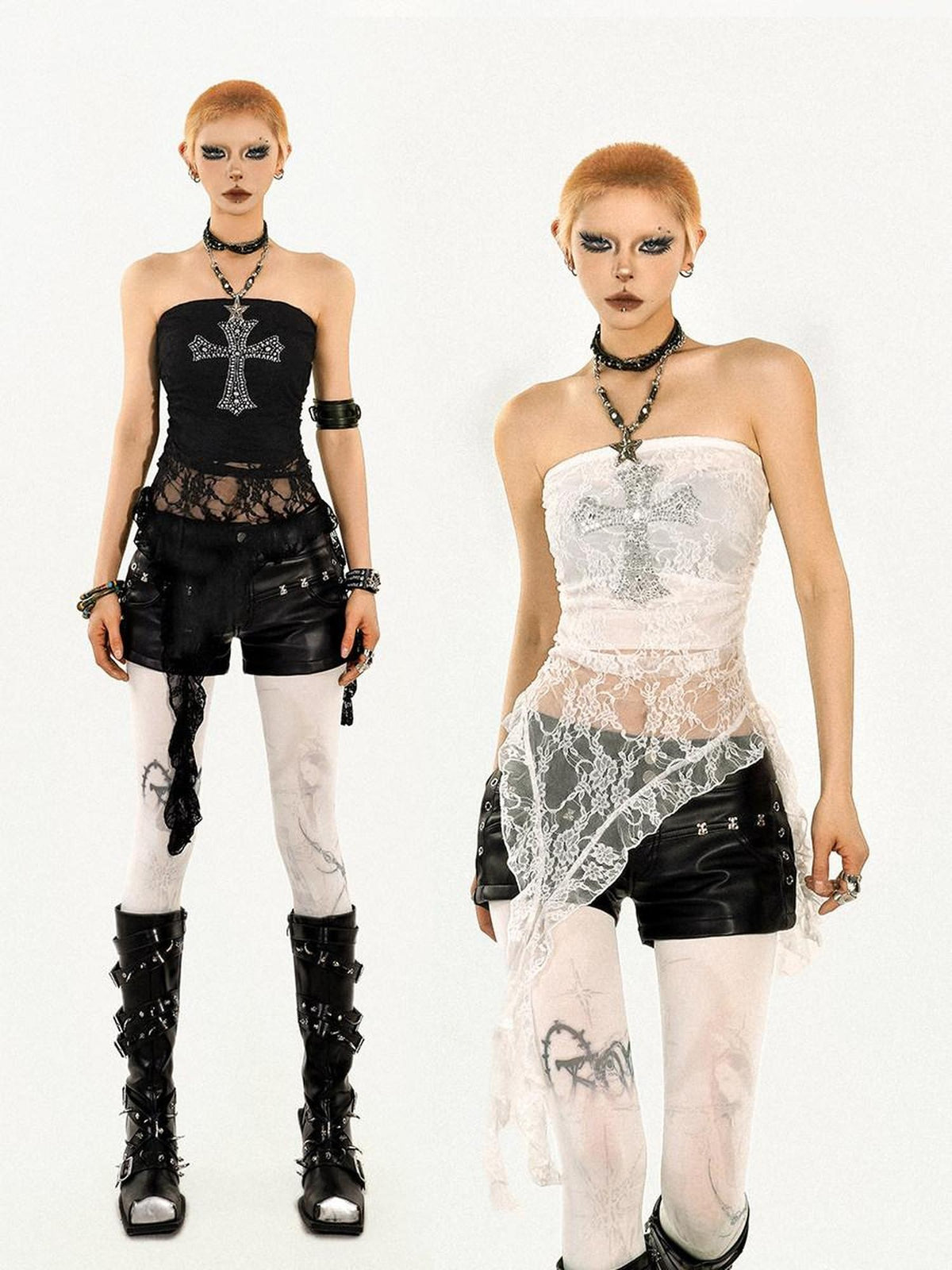 Nico Molly Sexy Black Y2k Fringed Solid Slim Fit Punk Women&