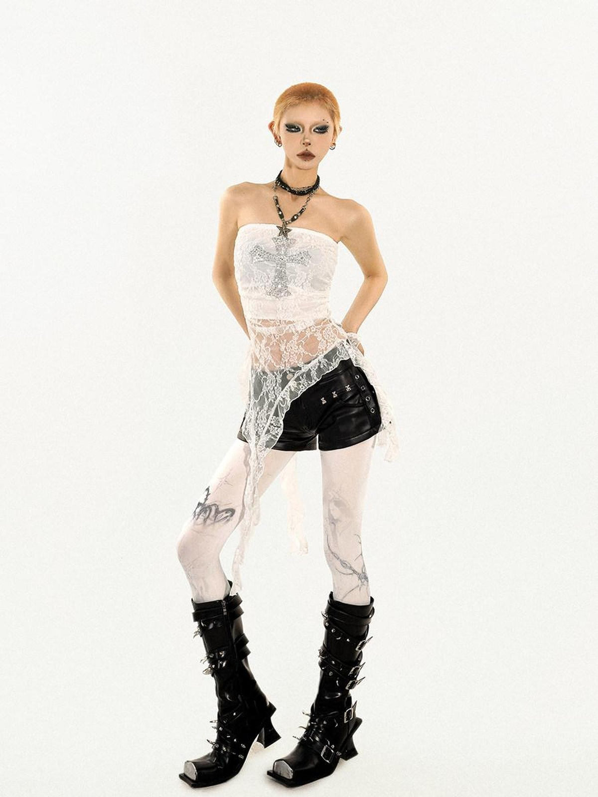 Nico Molly Sexy Black Y2k Fringed Solid Slim Fit Punk Women&