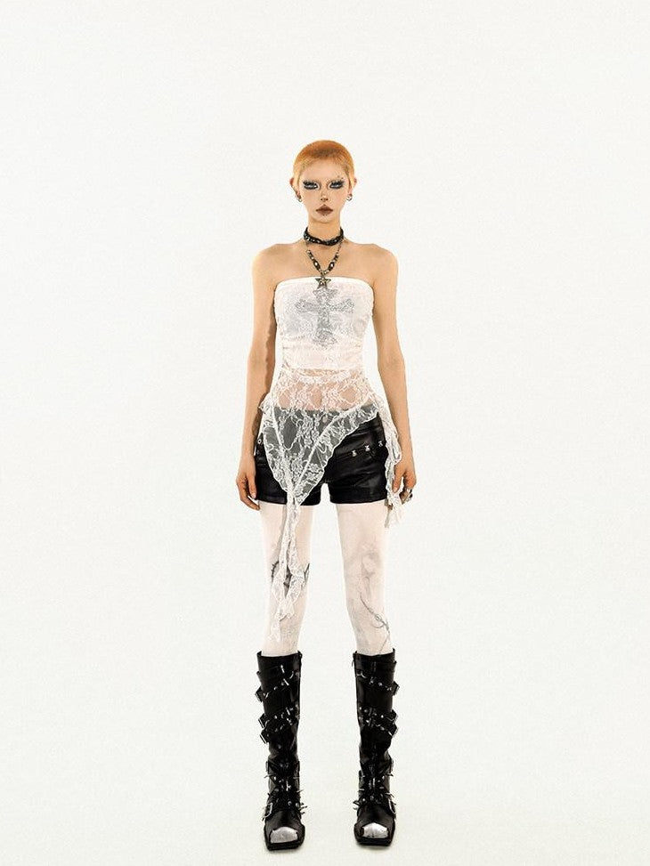 Nico Molly Sexy Black Y2k Fringed Solid Slim Fit Punk Women&