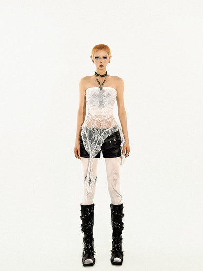 Nico Molly Sexy Black Y2k Fringed Solid Slim Fit Punk Women&