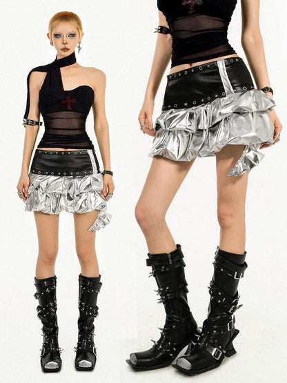 Nico Molly Silver Pleated A Line Street Style Women&