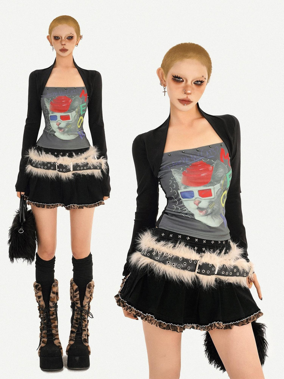 Nico Molly Skull Print Faux Two Piece Bustier Women&