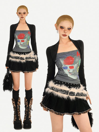 Nico Molly Skull Print Faux Two Piece Bustier Women&