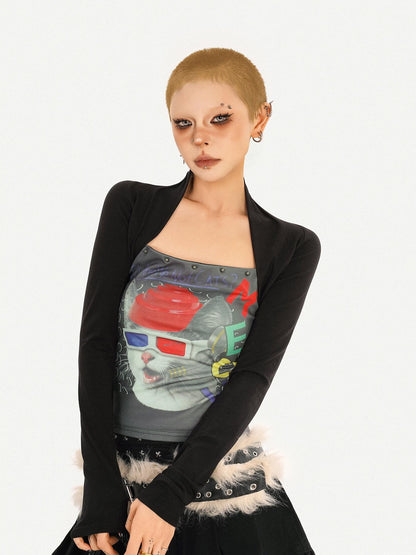 Nico Molly Skull Print Faux Two Piece Bustier Women&