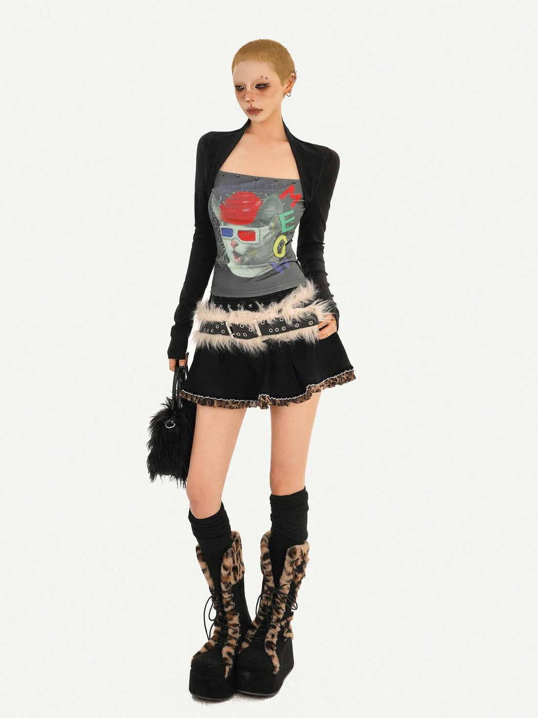 Nico Molly Skull Print Faux Two Piece Bustier Women&