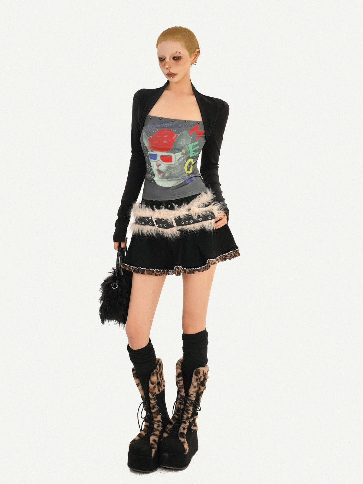 Nico Molly Skull Print Faux Two Piece Bustier Women&