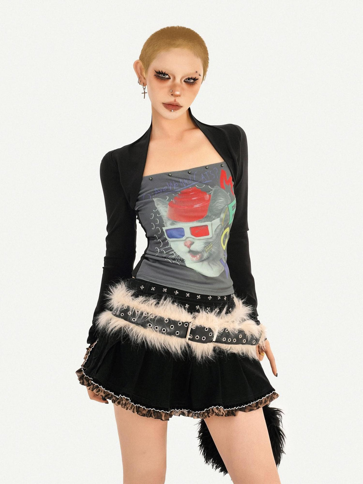 Nico Molly Skull Print Faux Two Piece Bustier Women&