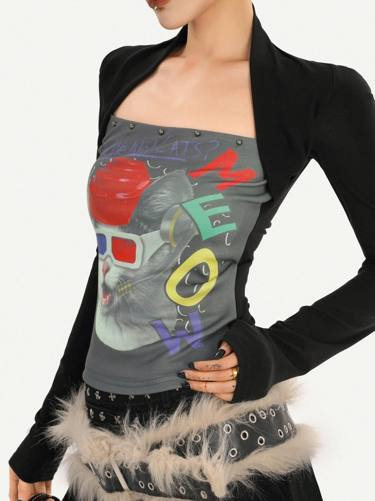 Nico Molly Skull Print Faux Two Piece Bustier Women&