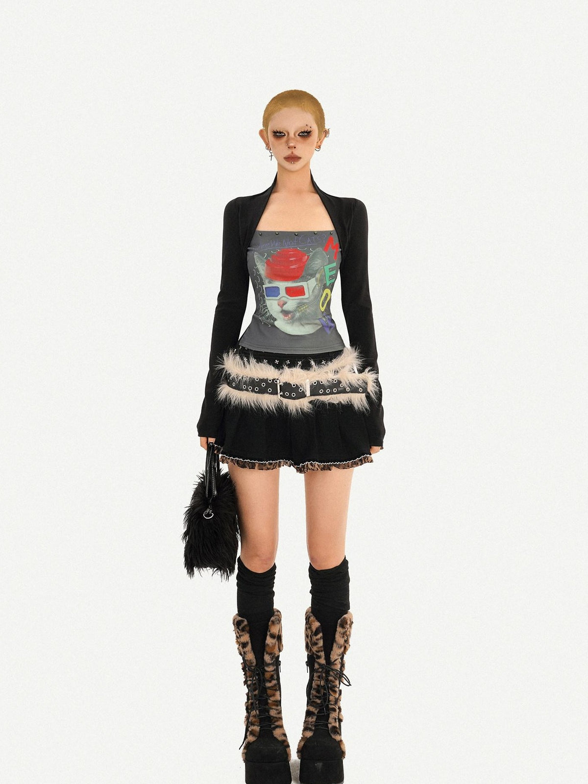 Nico Molly Skull Print Faux Two Piece Bustier Women&