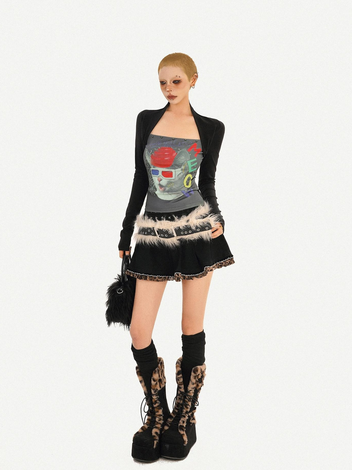 Nico Molly Skull Print Faux Two Piece Bustier Women&