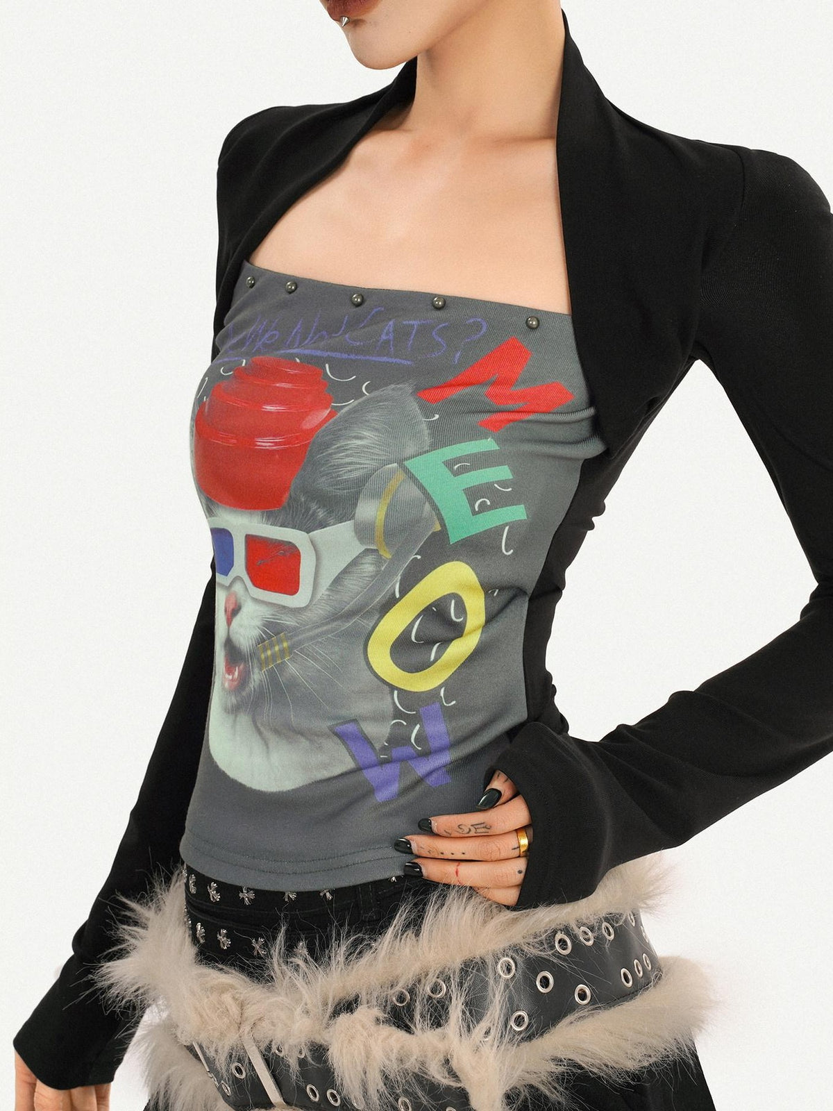Nico Molly Skull Print Faux Two Piece Bustier Women&