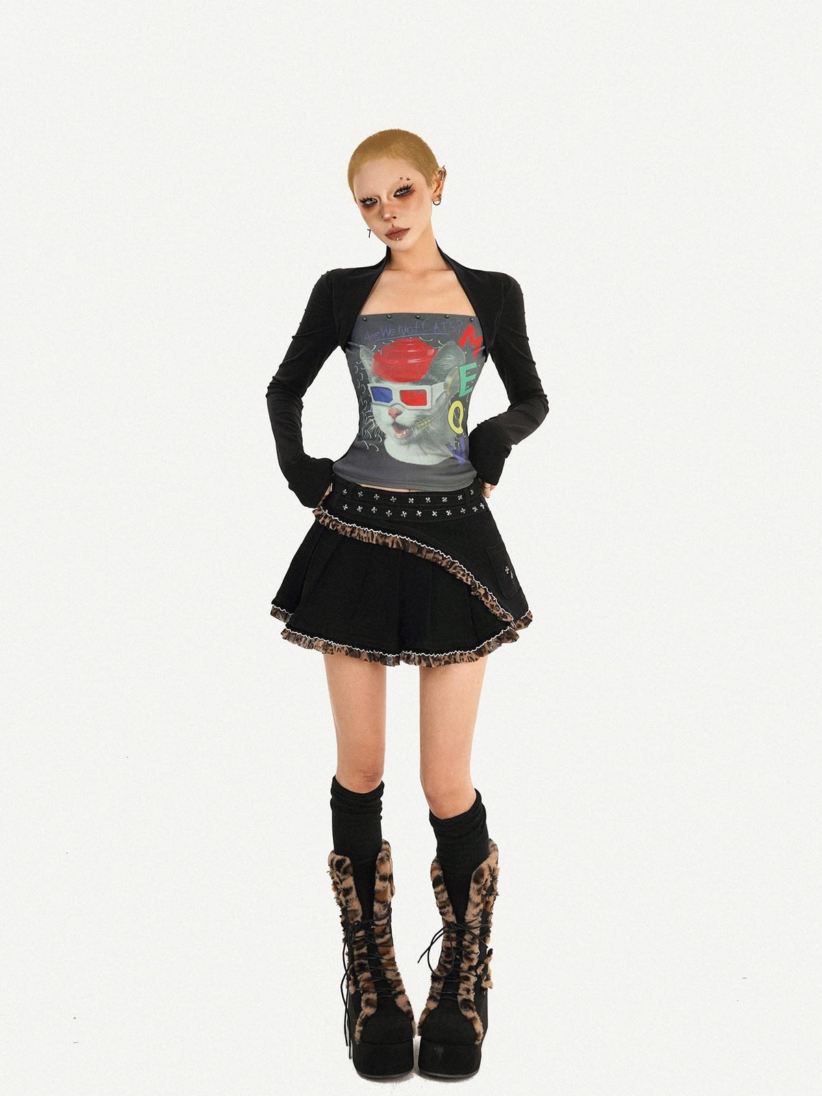 Nico Molly Skull Print Faux Two Piece Bustier Women&