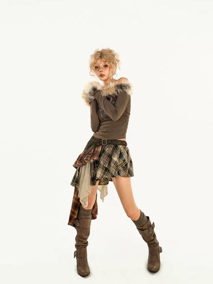 Nico Molly Street Asymmetric Fur Collar Off Shoulder Women&