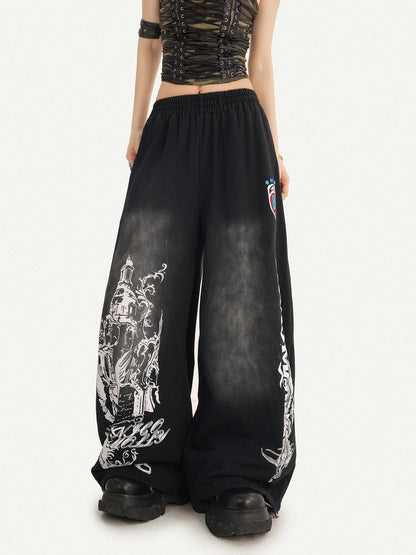 Nico Molly Street Hip Hop Print Loose Natural Waist Women&