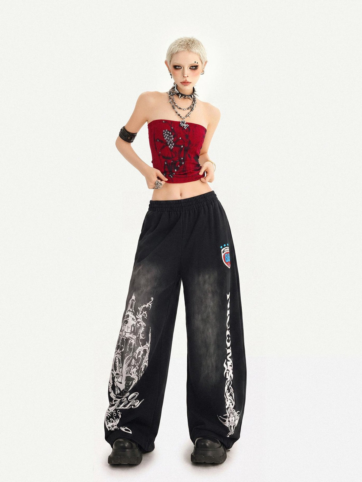 Nico Molly Street Hip Hop Print Loose Natural Waist Women&