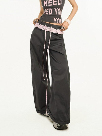 Nico Molly Striped Lace Trim Layered High Waist Women&