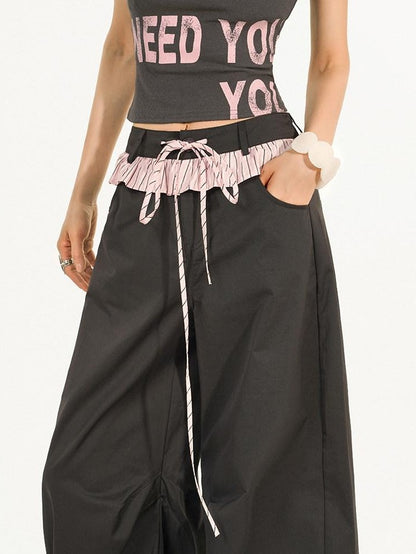 Nico Molly Striped Lace Trim Layered High Waist Women&