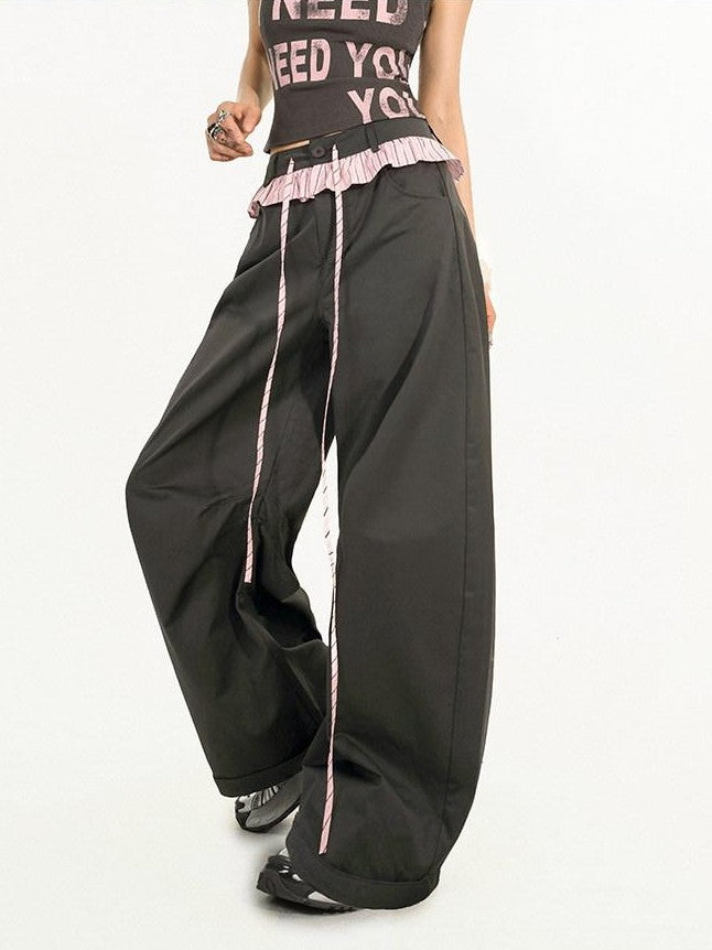 Nico Molly Striped Lace Trim Layered High Waist Women&