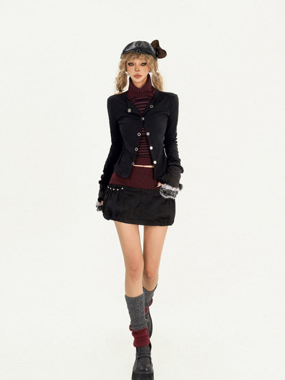 Nico Molly Striped Patchwork Metal High Neck Women&