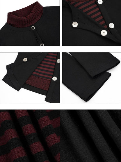 Nico Molly Striped Patchwork Metal High Neck Women&