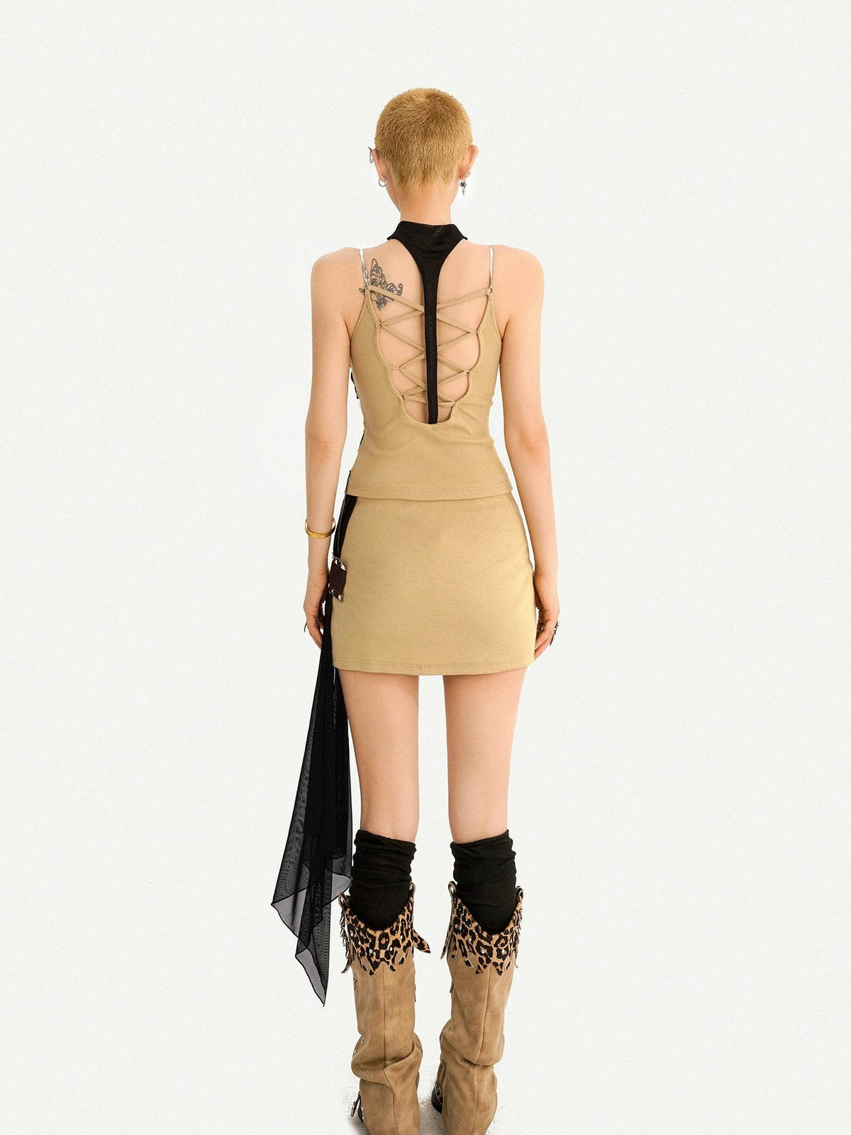 Nico Molly Studded Spliced Cross Halter Vest Women&