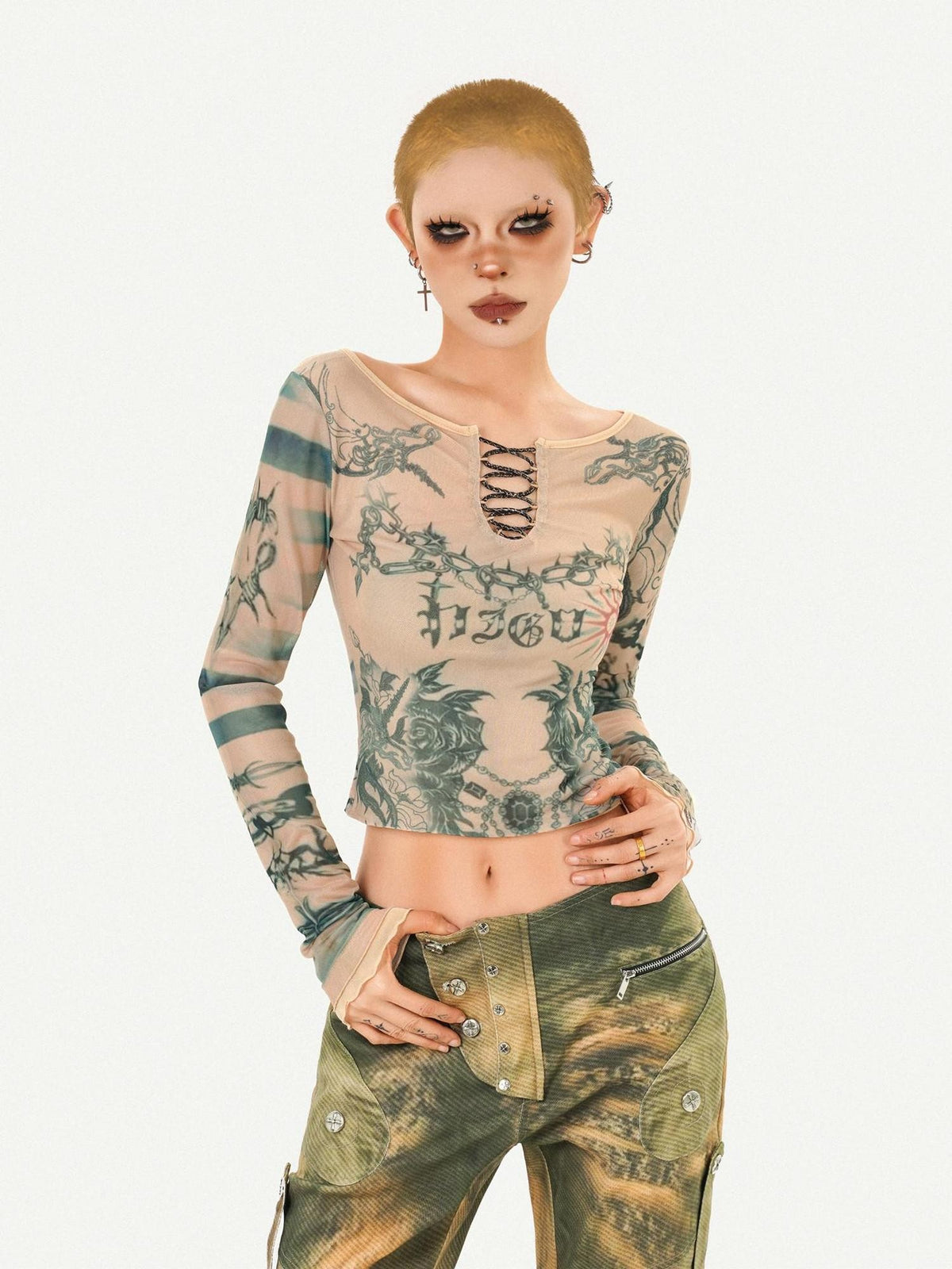 Nico Molly Tie Dye Distressed Print Reversible Women&
