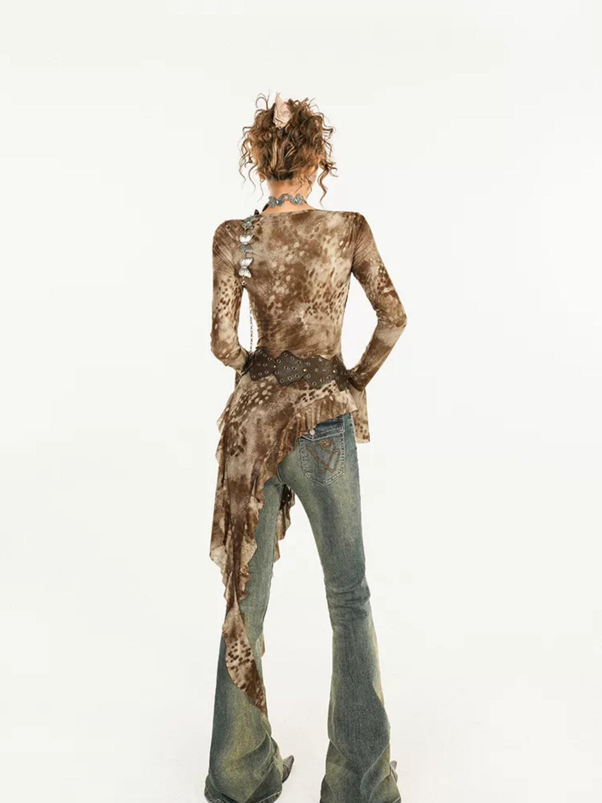 Nico Molly Tie Dye Irregular Bell Sleeve Slim Fit Women&