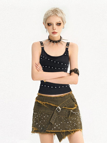 Nico Molly Vintage American Studded Square Neck Slim Fit Women&