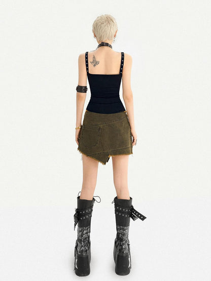Nico Molly Vintage American Studded Square Neck Slim Fit Women&