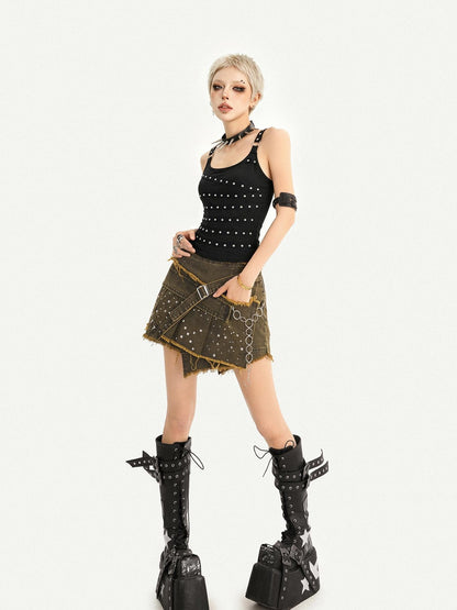 Nico Molly Vintage American Studded Square Neck Slim Fit Women&