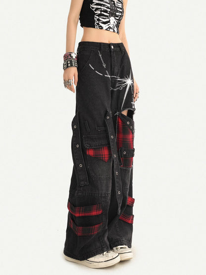 Nico Molly Vintage Black Punk Distressed Patchwork Women&