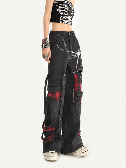 Nico Molly Vintage Black Punk Distressed Patchwork Women&