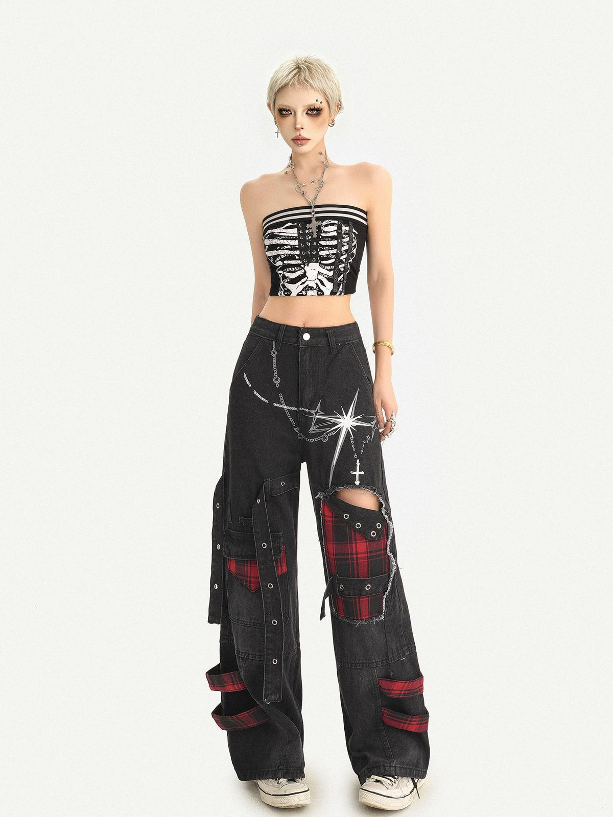 Nico Molly Vintage Black Punk Distressed Patchwork Women&