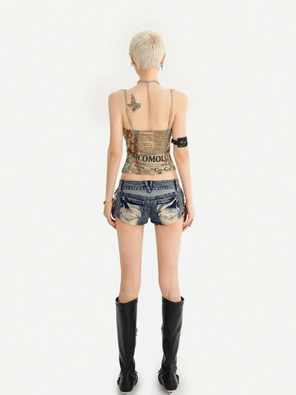 Nico Molly Vintage Blue Distressed Low Waist Zipper Straight Women&