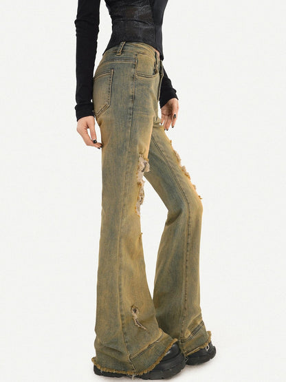 Nico Molly Vintage Blue Patch Distressed Low Waist Women&