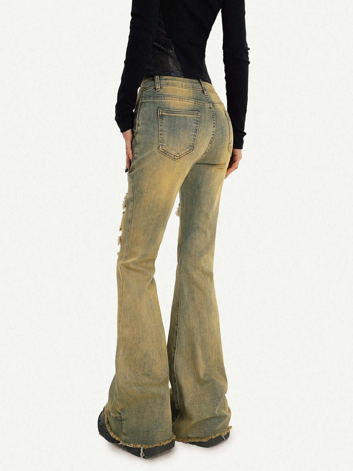 Nico Molly Vintage Blue Patch Distressed Low Waist Women&
