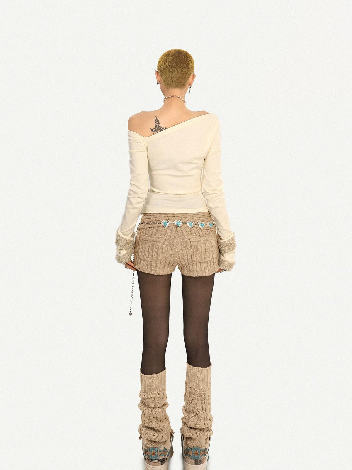 Nico Molly Vintage Brown Heart Chain Y2k Punk Versatile Women&