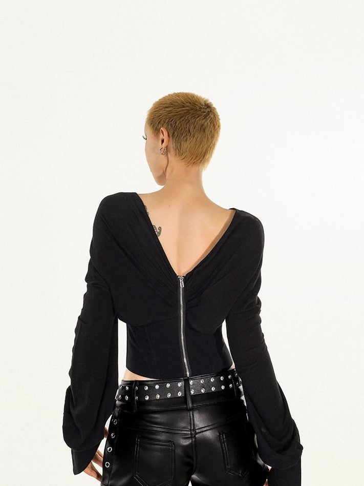 Nico Molly Vintage Fishbone Waist Tie V-neck Slim Women&