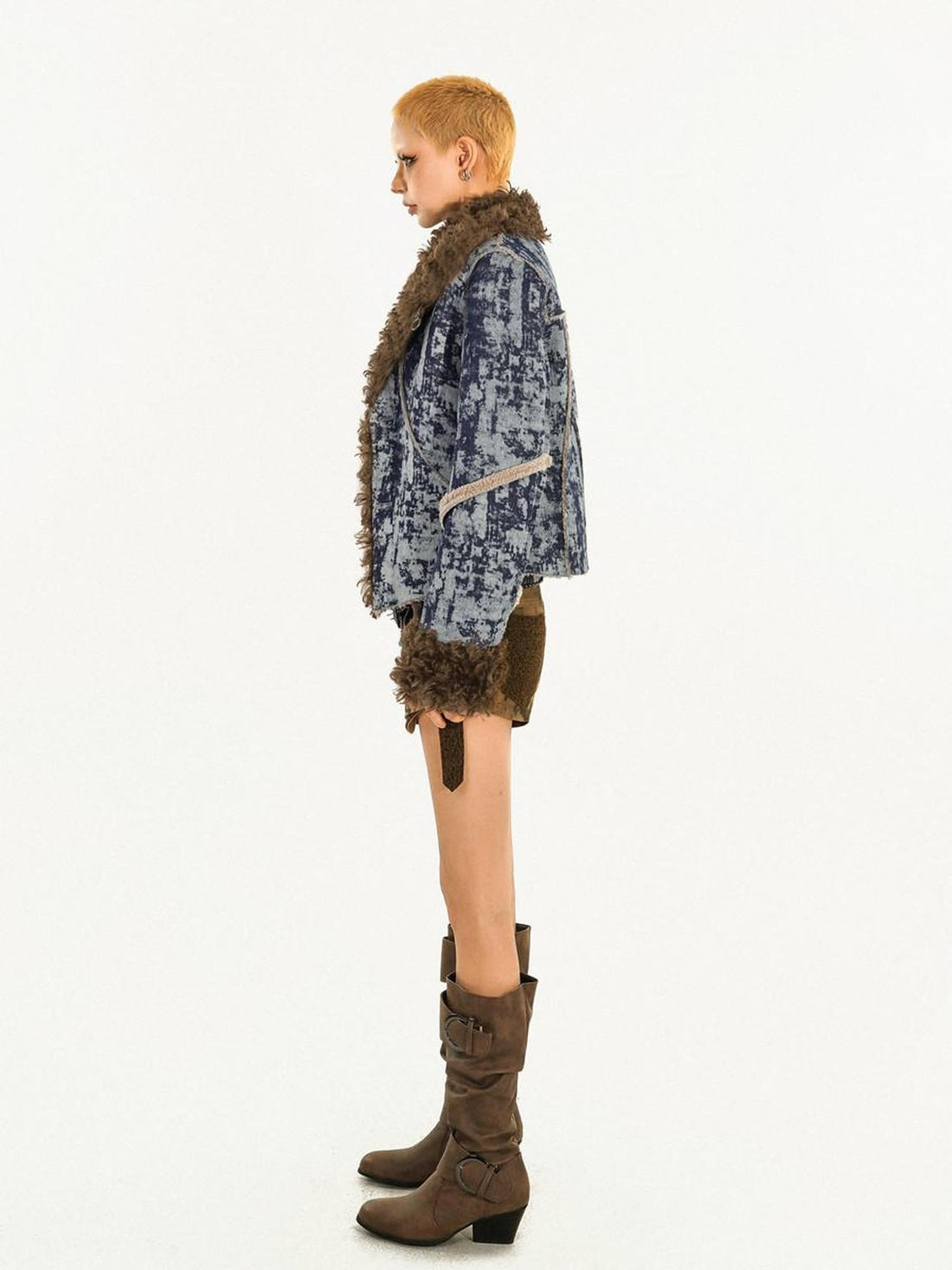 Nico Molly Vintage Fluffy Lapel Short Slim Women&