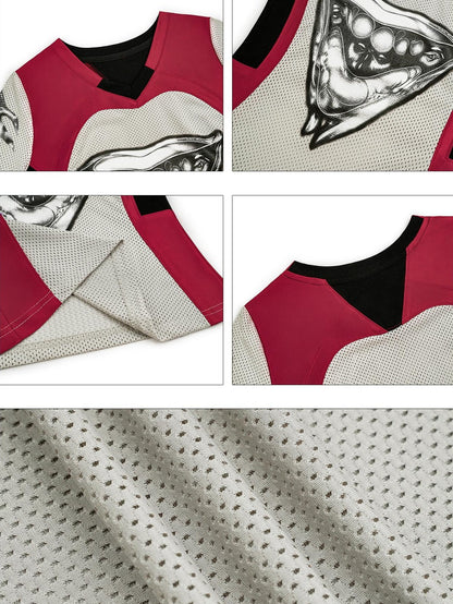 Nico Molly Vintage Jersey 3d Deconstructed Heart Print V-neck Women&