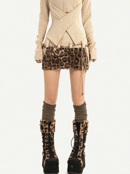 Nico Molly Vintage Leopard Print High Waist Slim A Line Women&