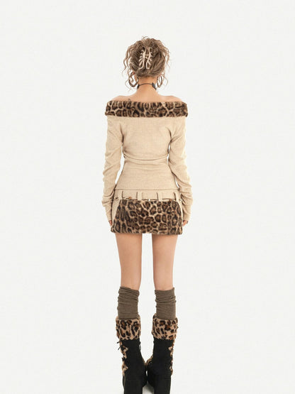 Nico Molly Vintage Leopard Print High Waist Slim A Line Women&
