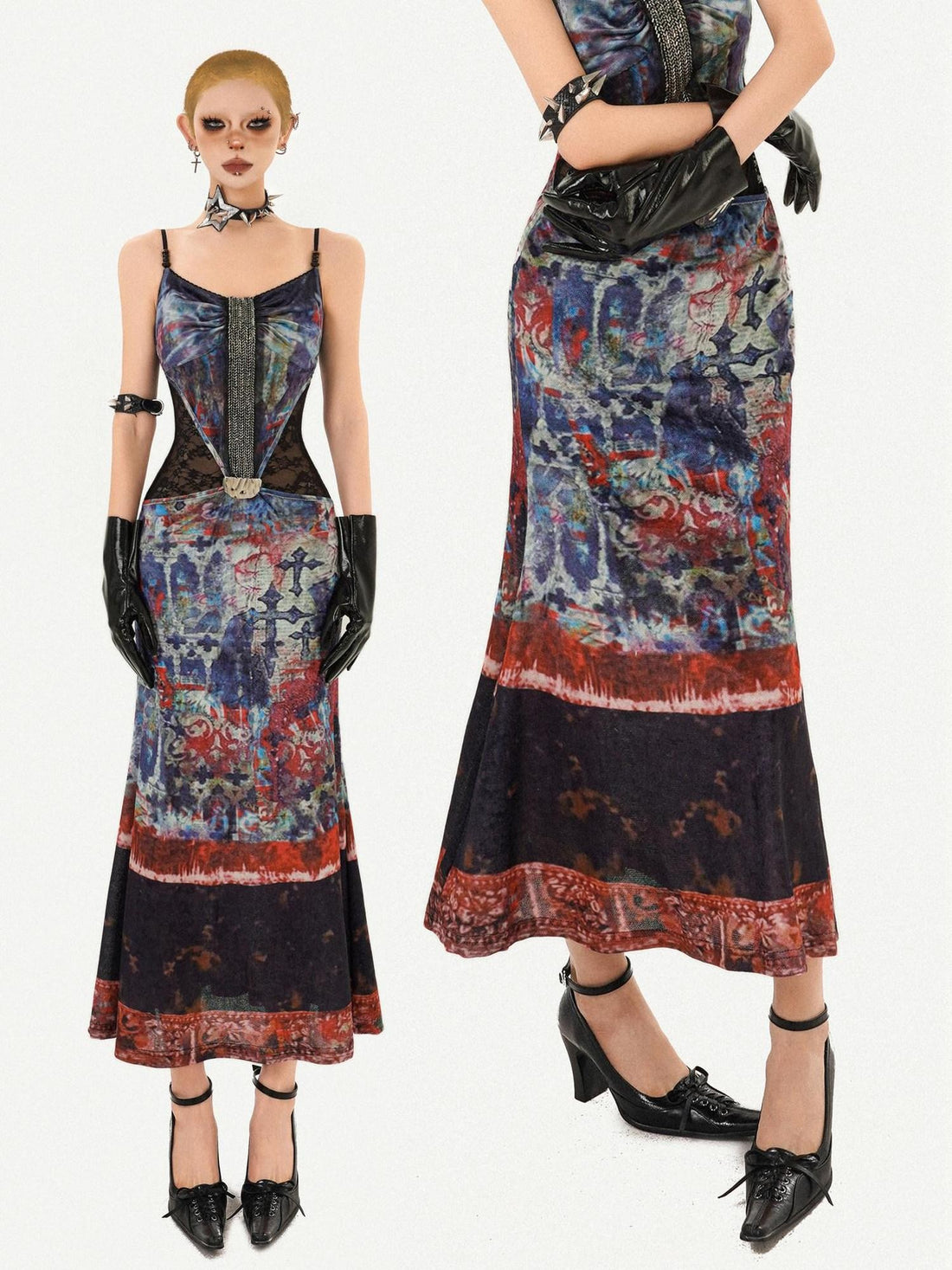 Nico Molly Vintage Oil Painting Print Fishtail Women&