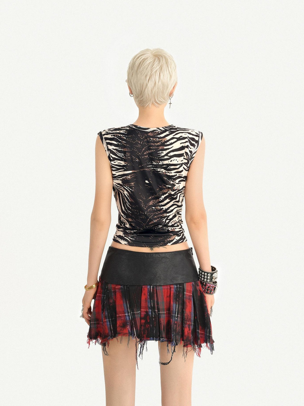 Nico Molly Vintage Patchwork Asymmetric Studded Belt Women&