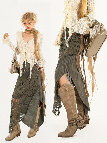 Nico Molly Vintage Patchwork Lace Asymmetric Women&