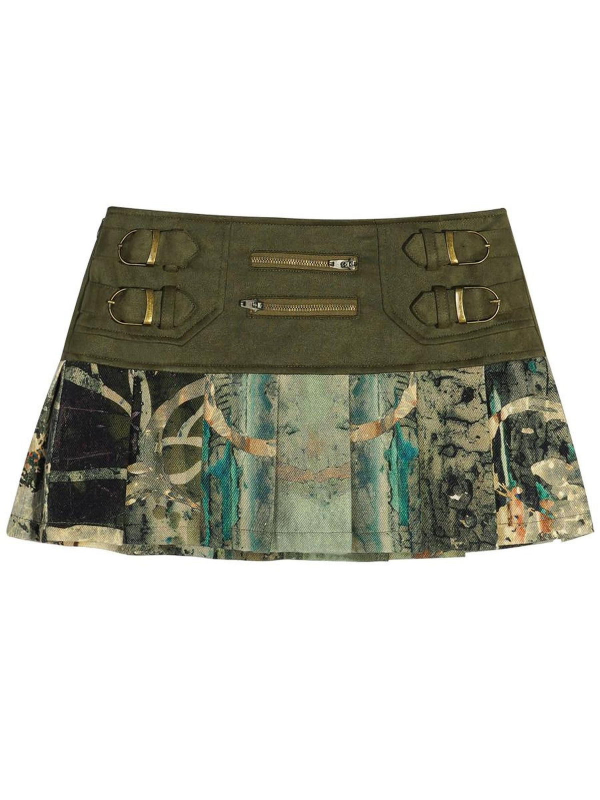 Nico Molly Vintage Pleated A Line Random Print Women&
